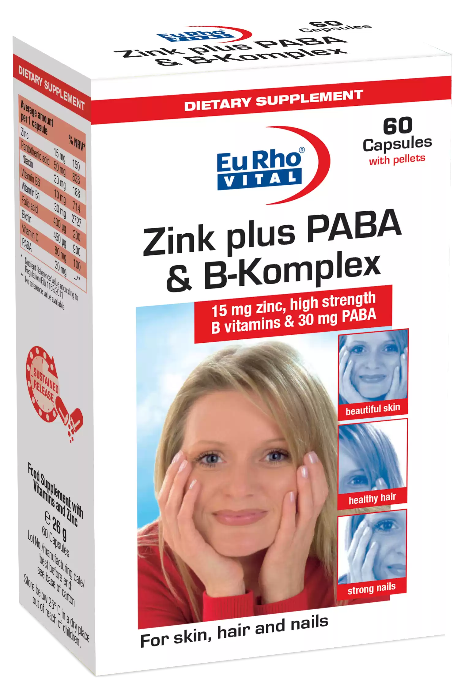 کپسول زینک پلاس پابا یوروویتال | EURHOVITAL ZINC PLUS PABA